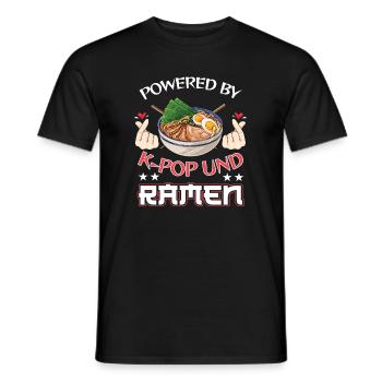 Powered by K-Pop und Ramen Nudelsuppe Musik K-Pop - Männer T-Shirt - Schwarz - Vorne - AI Model Male 178 light (178cm)