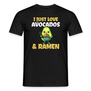 J’adore les avocats et les ramen - T-shirt homme - noir - Devant - AI Model Male 178 light (178cm)