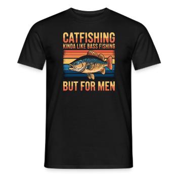 La pêche au chat Un peu comme la pêche à l’achigan mais pour les hommes - T-shirt homme - noir - Devant - AI Model Male 178 light (178cm)