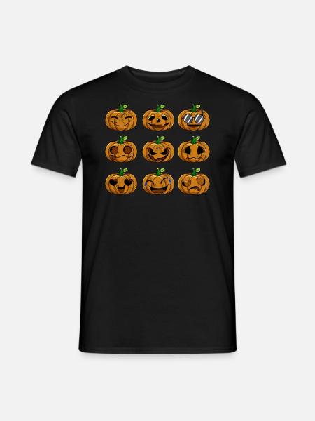 Émotions de citrouille d'Halloween Retro - T-shirt homme - noir