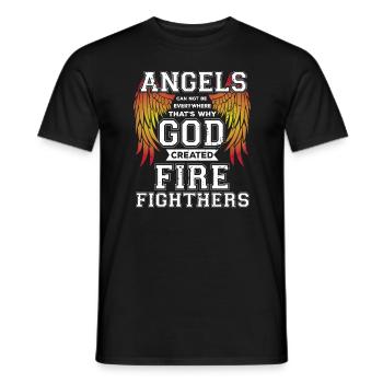 Fire Angel Shirt for Fire Fighters - Men's T-Shirt - black - Front - AI Model Male 178 light (178cm)