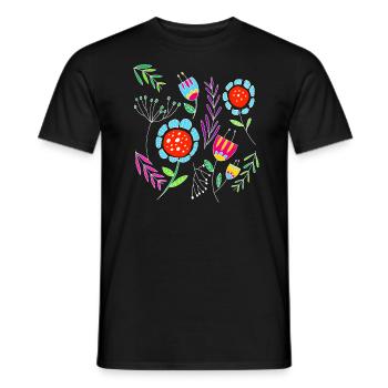 Scandinavian Floral Pattern Flower Power Gift - Men's T-Shirt - black - Front - AI Model Male 178 light (178cm)