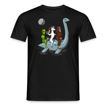 Alien Licorne Bigfoot Monté Monstre du Loch Ness - T-shirt homme - noir - Devant - AI Model Male 178 light (178cm)