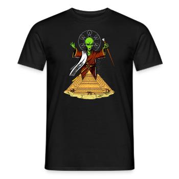 Space Alien Anunnaki Egyptian Pyramids Conspiracy - Men's T-Shirt - black - Front - AI Model Male 178 light (178cm)