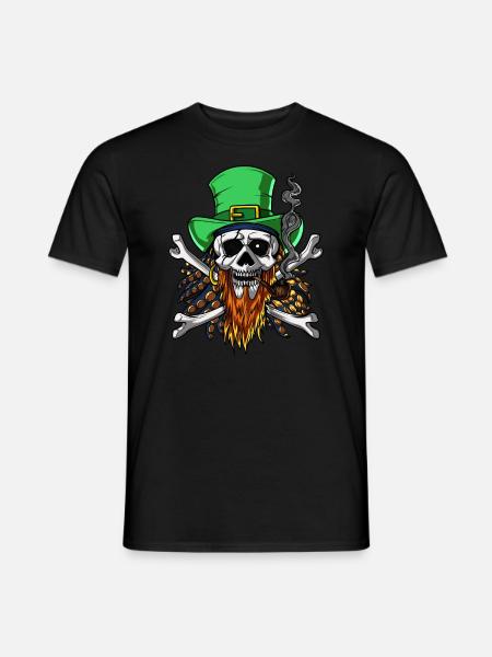 Pirate Skull Irish Leprechaun Crossbones - Men's T-Shirt - black