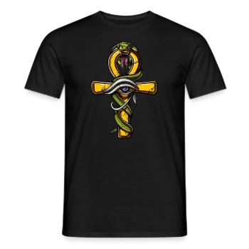 Oeil d'Ankh égyptien symbole du serpent antique - T-shirt homme - noir - Devant - AI Model Male 178 light (178cm)