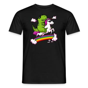 T-Rex Dinosaure Equitation Unicorn Magical Rainbow - T-shirt homme - noir - Devant - AI Model Male 178 light (178cm)