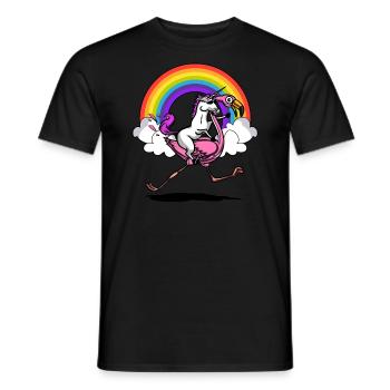 Einhorn Reiten Flamingo Vogel Magisch - Männer T-Shirt - Schwarz - Vorne - AI Model Male 178 light (178cm)