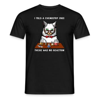 Cat Chemistry Teacher Joke No Reaction Funny Joke - Men's T-Shirt - black - Front - AI Model Male 178 light (178cm)