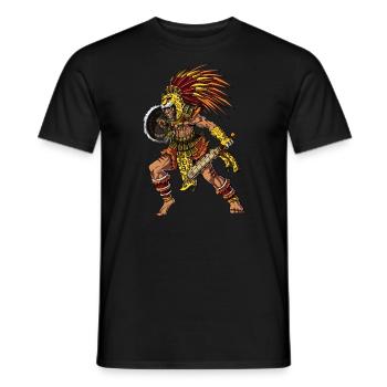 Aztekischer Jaguar-Krieger - Männer T-Shirt - Schwarz - Vorne - AI Model Male 178 light (178cm)