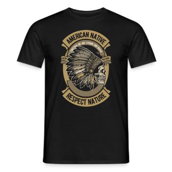 American Native Indianer Skull Respect Nature - Männer T-Shirt - Schwarz - Vorne - AI Model Male 178 light (178cm)