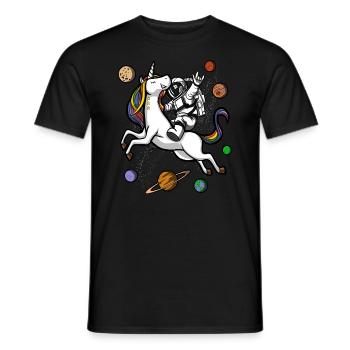 Space Astronaut Riding Magical Unicorn - Men's T-Shirt - black - Front - AI Model Male 178 light (178cm)