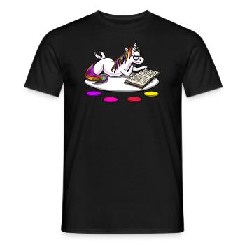 Magical Unicorn Book Reading Nerd - Men's T-Shirt - black - Front - AI Model Male 178 light (178cm)
