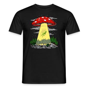 Ausländische Entführungs-UFO-Psilocybin-Reise des magischen Pilzes - Männer T-Shirt - Schwarz - Vorne - AI Model Male 178 light (178cm)