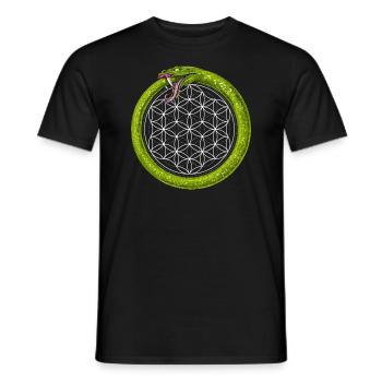 Flower Of Life Ouroboros Snake - Men's T-Shirt - black - Front - AI Model Male 178 light (178cm)