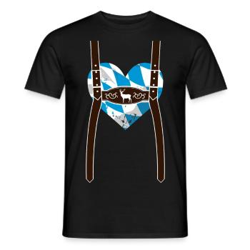Lederhose & Bayern Flaggen Herz - Männer T-Shirt - Schwarz - Vorne - AI Model Male 178 light (178cm)