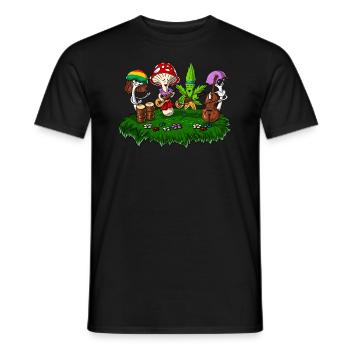 Hippie Mushrooms Psychedelic Festival - Men's T-Shirt - black - Front - AI Model Male 178 light (178cm)