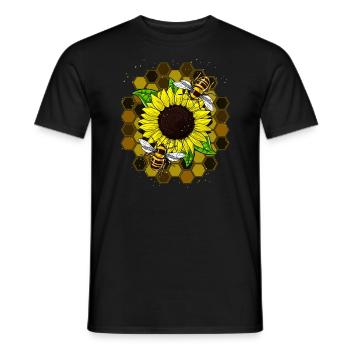 Hippie des abeilles de tournesol - T-shirt homme - noir - Devant - AI Model Male 178 light (178cm)