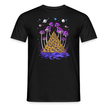 Psychedelische ägyptische Pyramiden-Psilocybin-Pilze - Männer T-Shirt - Schwarz - Vorne - AI Model Male 178 light (178cm)