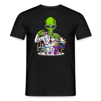 Alien Chemistry Scientist - Men's T-Shirt - black - Front - AI Model Male 178 light (178cm)