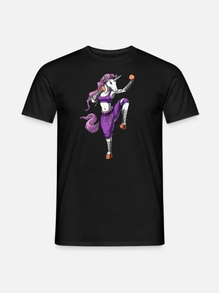 Einhorn Kickboxen Ninja - Männer T-Shirt - Schwarz