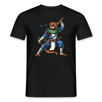 Otter Ninja - Männer T-Shirt - Schwarz - Vorne - AI Model Male 178 light (178cm)