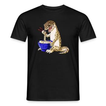 Leopard Gecko isst Japanische Ramen Nudeln - Männer T-Shirt - Schwarz - Vorne - AI Model Male 178 light (178cm)