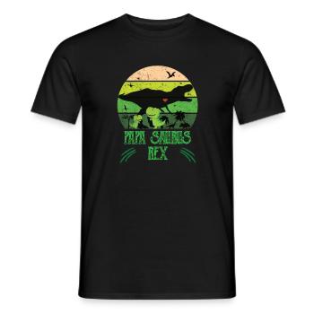 Papa Saurus Rex | Dino Papa | Geschenk für Papas - Männer T-Shirt - Schwarz - Vorne - AI Model Male 178 light (178cm)