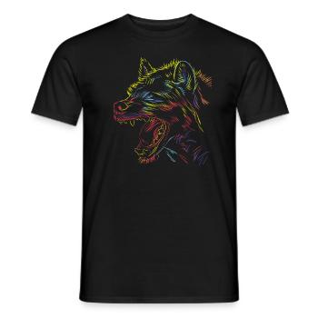 Colorful Strokes Hyena - Men's T-Shirt - black - Front - AI Model Male 178 light (178cm)