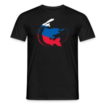 Russian Roots Russia Fisherman - Men's T-Shirt - black - Front - AI Model Male 178 light (178cm)