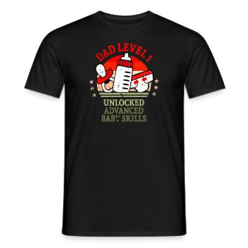 Level 1 Unlocked Gamer Dad Geschenkideen - Männer T-Shirt - Schwarz - Vorne - AI Model Male 178 light (178cm)