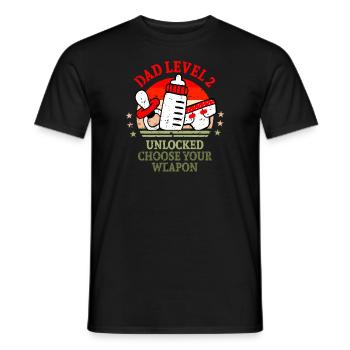 Gamer Dad Shirt Level 2 Freigeschaltet - Männer T-Shirt - Schwarz - Vorne - AI Model Male 178 light (178cm)