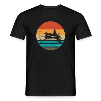 Retro Fischer - Sportfischer und Hobby Angler - Männer T-Shirt - Schwarz - Vorne - AI Model Male 178 light (178cm)