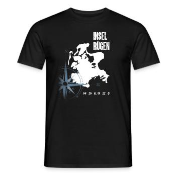 Rügen Urlaub Ostsee Insel Koordinaten Karte - Männer T-Shirt - Schwarz - Vorne - AI Model Male 178 light (178cm)