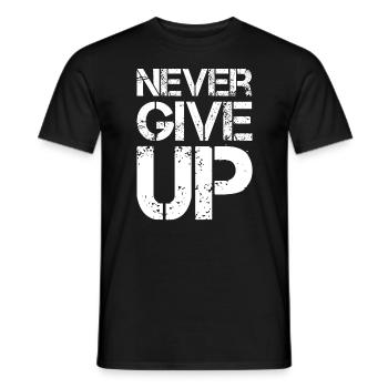 Never give up - Männer T-Shirt - Schwarz - Vorne - AI Model Male 178 light (178cm)