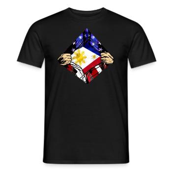 USA Philippines flag American Filipino Roots USA - Men's T-Shirt - black - Front - AI Model Male 178 light (178cm)