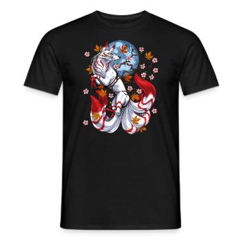 Japanese Fox Kitsune - Men's T-Shirt - black - Front - AI Model Male 178 light (178cm)