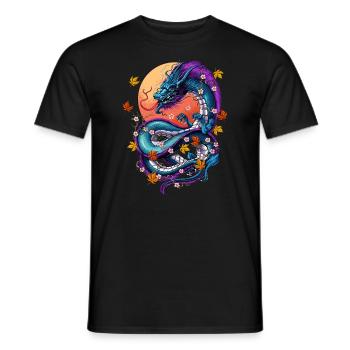 Vaporwave Japanese Dragon - Men's T-Shirt - black - Front - AI Model Male 178 light (178cm)