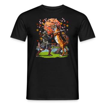Japanese Samurai Tiger - Men's T-Shirt - black - Front - AI Model Male 178 light (178cm)