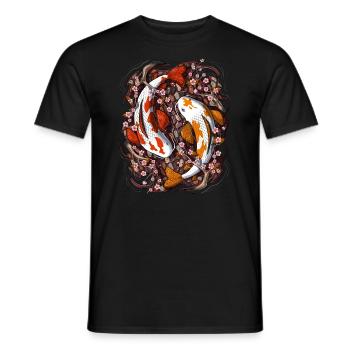 Koi Fish Cherry Blossom - Men's T-Shirt - black - Front - AI Model Male 178 light (178cm)
