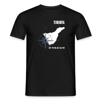 Teneriffa Atlantik Insel Koordinaten Karte Urlaub - Männer T-Shirt - Schwarz - Vorne - AI Model Male 178 light (178cm)
