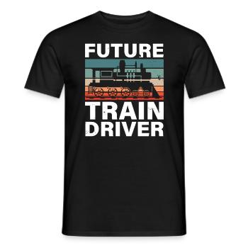 Railroad Train Engineer Future Train Driver - Men's T-Shirt - black - Front - AI Model Male 178 light (178cm)