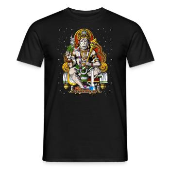 Hanuman Stoner raucht Gras - Männer T-Shirt - Schwarz - Vorne - AI Model Male 178 light (178cm)