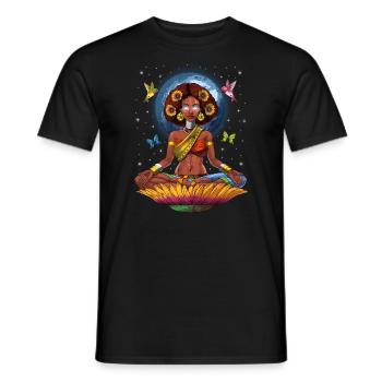 African Woman Hippie Yoga - Men's T-Shirt - black - Front - AI Model Male 178 light (178cm)