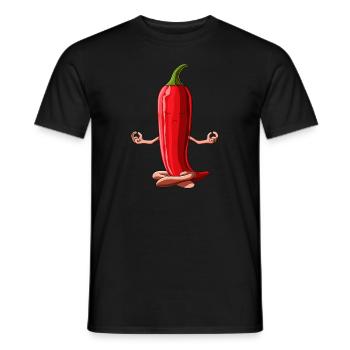 Funny Yoga Hot Chili Vegetable Meditating Jalapeno - Men's T-Shirt - black - Front - AI Model Male 178 light (178cm)