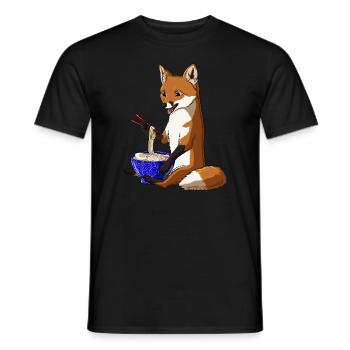 Funny Japanese Kawaii Ramen Noodles Fox - Men's T-Shirt - black - Front - AI Model Male 178 light (178cm)