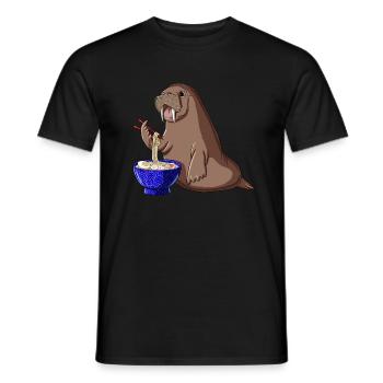 Funny Japanese Kawaii Ramen Noodles Walrus - Men's T-Shirt - black - Front - AI Model Male 178 light (178cm)