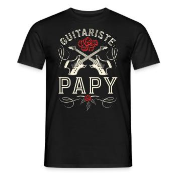 Papi Joueur De Guitare - Papy Guitariste - T-shirt homme - noir - Devant - AI Model Male 178 light (178cm)