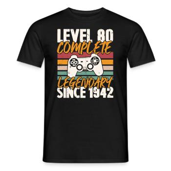 Niveau 80 Complet Vintage Anniversaire 80 Ans - T-shirt homme - noir - Devant - AI Model Male 178 light (178cm)