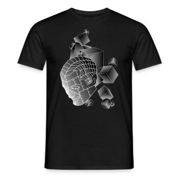 Robot with cube dark grey - Men's T-Shirt - black - Front - AI Model Male 178 light (178cm)